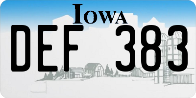 IA license plate DEF383
