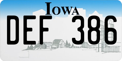 IA license plate DEF386