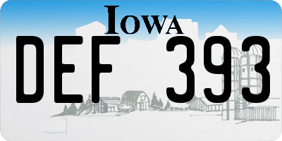IA license plate DEF393