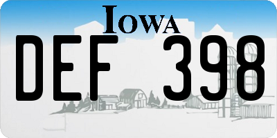IA license plate DEF398