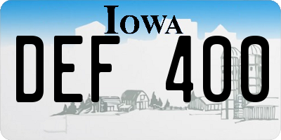 IA license plate DEF400