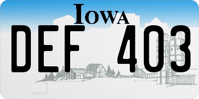 IA license plate DEF403