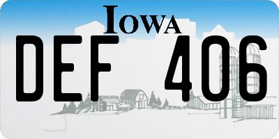 IA license plate DEF406