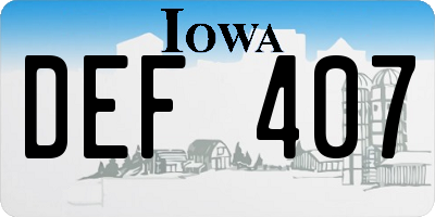 IA license plate DEF407