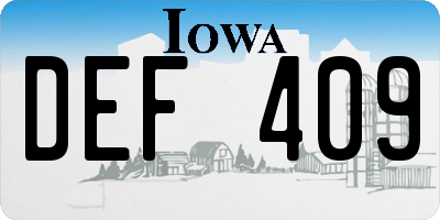 IA license plate DEF409