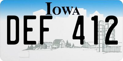 IA license plate DEF412