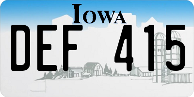 IA license plate DEF415
