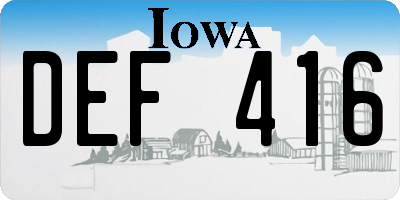 IA license plate DEF416