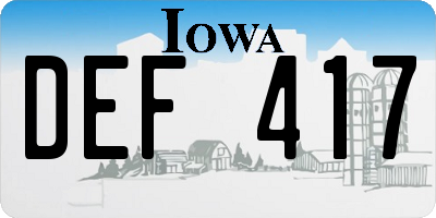 IA license plate DEF417