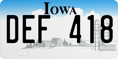 IA license plate DEF418