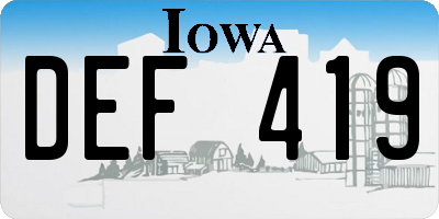 IA license plate DEF419