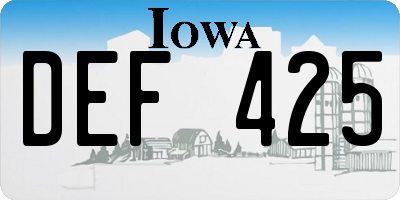 IA license plate DEF425