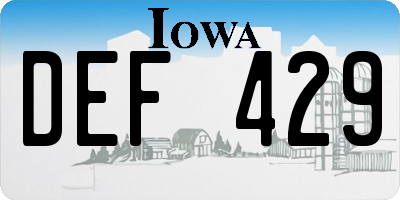 IA license plate DEF429