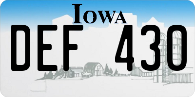 IA license plate DEF430