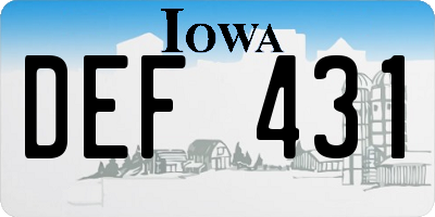 IA license plate DEF431