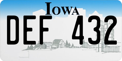 IA license plate DEF432