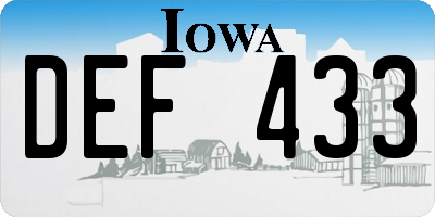IA license plate DEF433