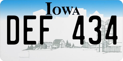 IA license plate DEF434