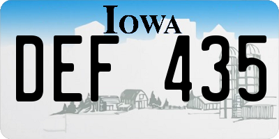IA license plate DEF435