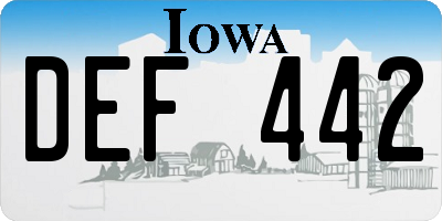 IA license plate DEF442