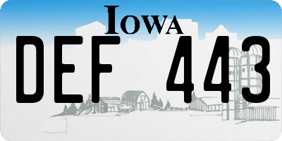 IA license plate DEF443
