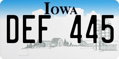 IA license plate DEF445