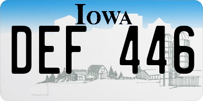 IA license plate DEF446