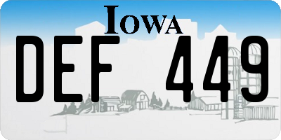 IA license plate DEF449