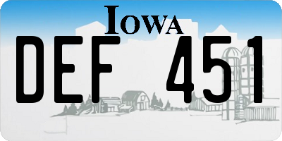 IA license plate DEF451
