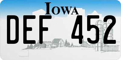 IA license plate DEF452