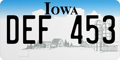 IA license plate DEF453