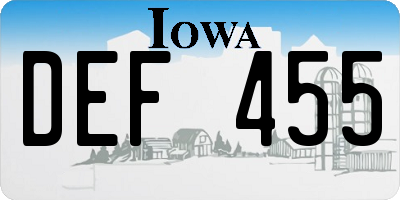 IA license plate DEF455