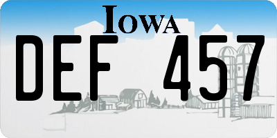 IA license plate DEF457
