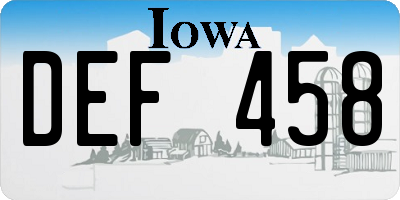 IA license plate DEF458