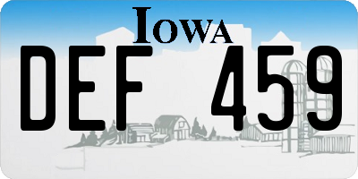 IA license plate DEF459