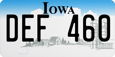 IA license plate DEF460