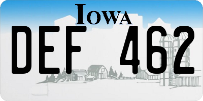 IA license plate DEF462