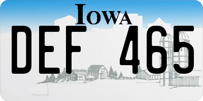 IA license plate DEF465