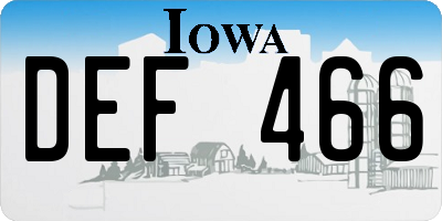 IA license plate DEF466