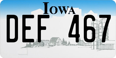 IA license plate DEF467