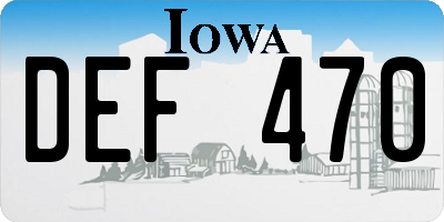 IA license plate DEF470