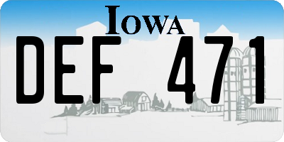 IA license plate DEF471