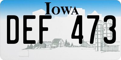 IA license plate DEF473