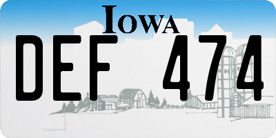 IA license plate DEF474