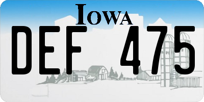 IA license plate DEF475