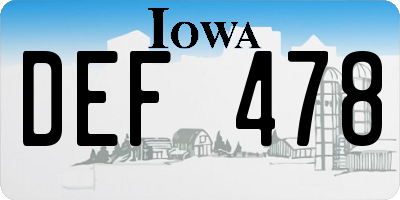IA license plate DEF478