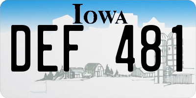 IA license plate DEF481