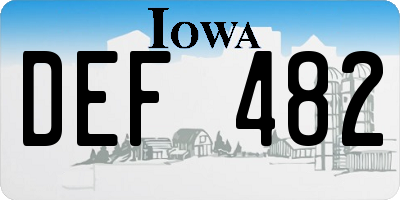 IA license plate DEF482