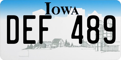 IA license plate DEF489