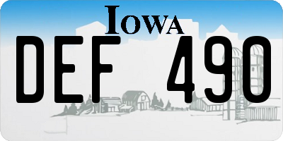 IA license plate DEF490